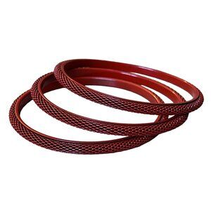 Thin Red Mesh Bangle Bracelets, Set of 3, Wear and Share, Stackable Jewelry